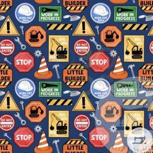 Construction Signs - Fabric Swatch - Handmade in Honley