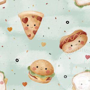 Fast Food - Sage - Fabric Swatch - Handmade in Honley