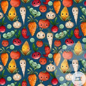 Smiley Veg - Fabric Swatch - Handmade in Honley