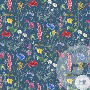 Wildflowers in denim - Jersey Cotton
