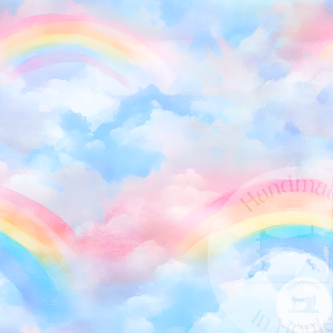 Watercolour rainbows and clouds - Jersey Cotton