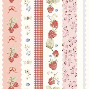 Strawberry and Floral Gingham - Jersey Cotton