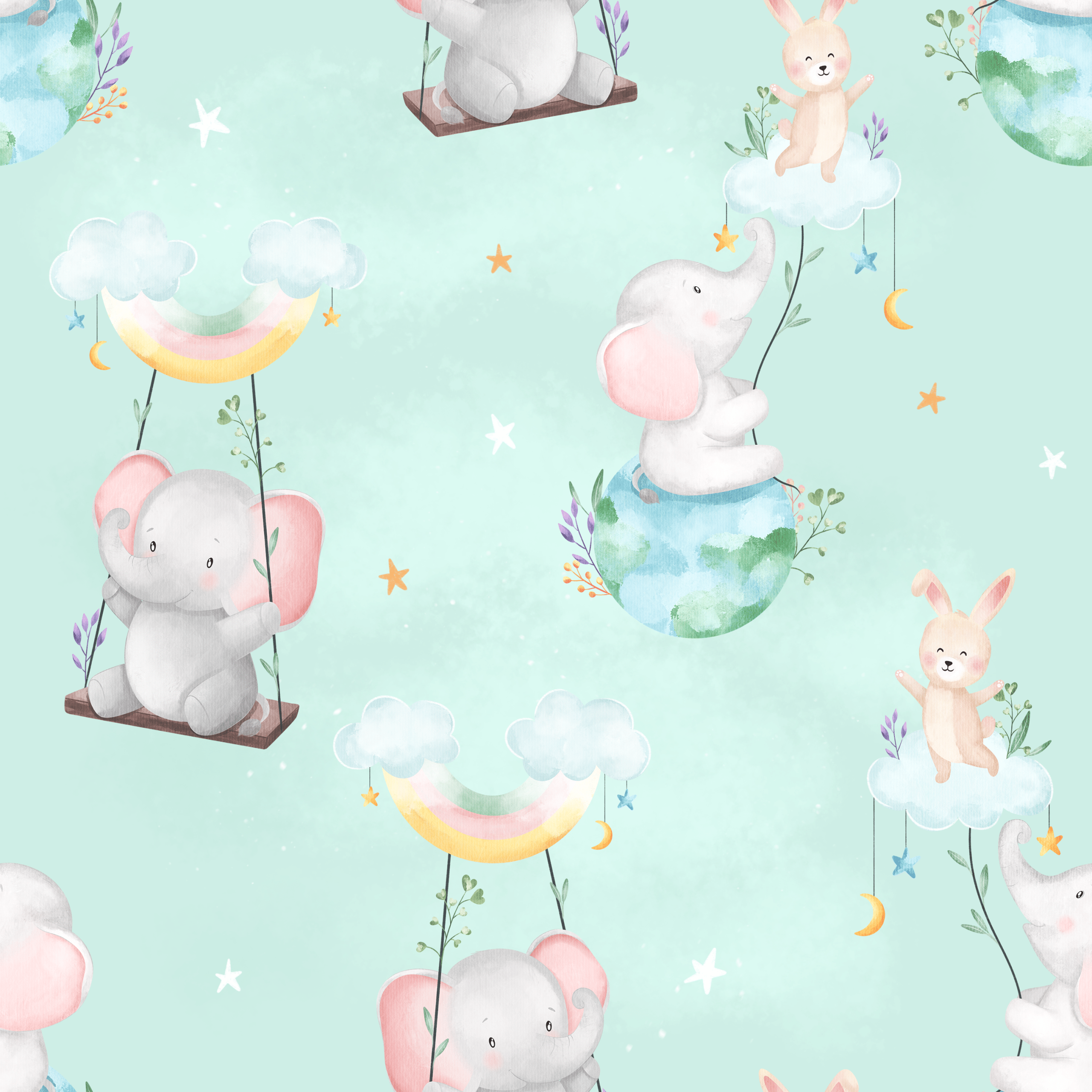 Baby Elephant - Jersey Cotton