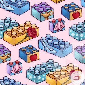 Pink Bricks - Jersey Cotton