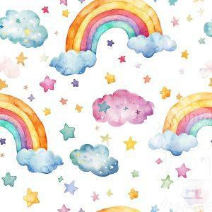 Watercolour Rainbow - Jersey Cotton