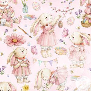 Pink Bunnies - Jersey Cotton