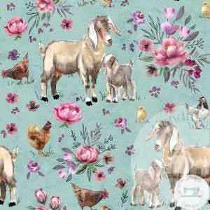 Floral Goat - Jersey Cotton
