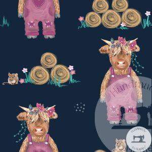 Highland Cow Pink - Jersey Cotton