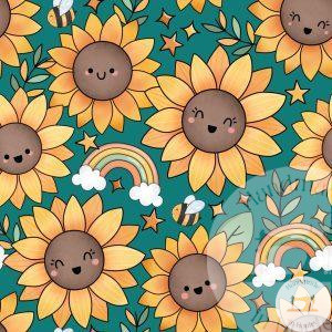 Smiley Sunflowers - Jersey Cotton