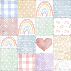 Pastel Patchwork Rainbow - Jersey Cotton