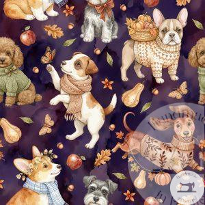 Autumnal Pups - Jersey Cotton