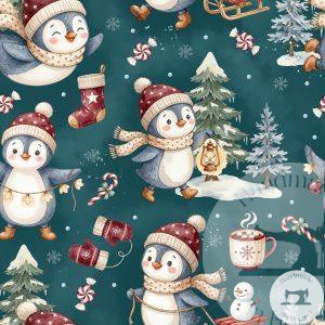 Festive Penguins - Jersey Cotton