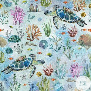 Watercolour Turtles - Jersey Cotton